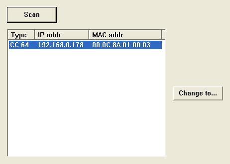 2. Launch ControlSpace Designer software and choose System > Network Setup to open the Network Setup window. Figure 1.11 - Network Setup window 3. Select the CC-64 and press the Change to.