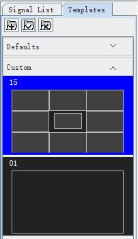 Figure 3.5-24 Templates The pane is divided into the upper part and the lower part, corresponding to the defaults and the customized separately.