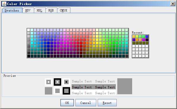 Select a color: click the color setting button, it will pop up the color picker dialog box, as shown in Figure 3.5-54: Figure 3.
