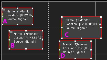 Figure 3.5-99 Vertical Equal Spacing Elements 5. Equal Width/Height There are Equal Width command and Equal Height command to reassign the Width and the Height between element windows separately.