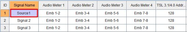 Items Description For example Audio Meter 2 Audio Meter 3 Audio Meter 4 TSL 3.1/4.0 Address TSL 5.
