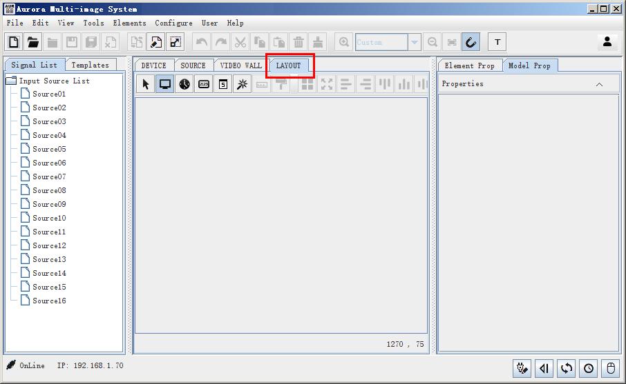 Figure 3.5-1 Layout Configuration Window Click New button to pop up the New Model dialog box, as shown in Figure 3.5-2: Figure 3.