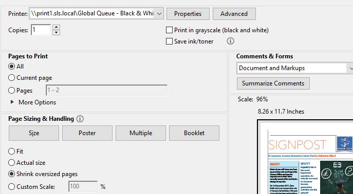 Printing PDF Documents There is a bug in Adobe regarding colour printing PDF s.