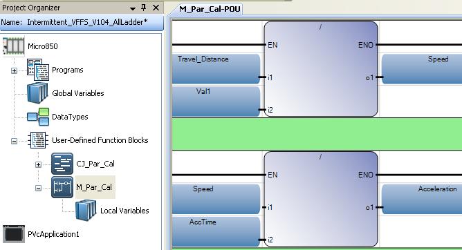 9 Automation of Intermittent VFFS Machine The following graphs show how a UDFB is defined and deployed in the program.