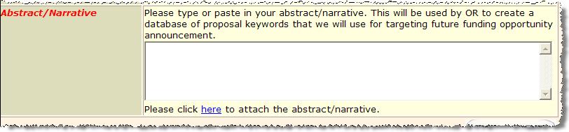 A proposal abstract or narrative is required.