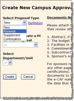 If this is not a new proposal, select the appropriate proposal type (see