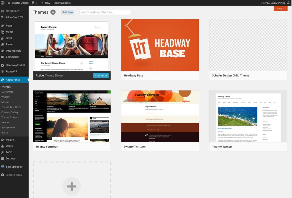 Themes Panel your look and feel Choose a theme, Search