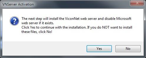 This will install and configure the web server files that will be used for ViconNet Web Browser if this system is the Nucleus.