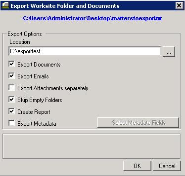 Click Next to display the standard export dialog and set your options