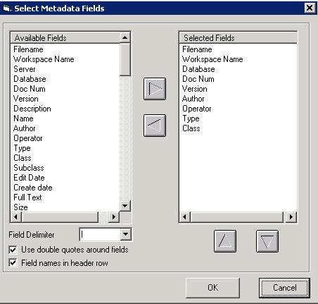 4.1. Export Metadata To create a metadata file, check the Export Metadata checkbox, which will enable you to press the Select Metadata Fields button.
