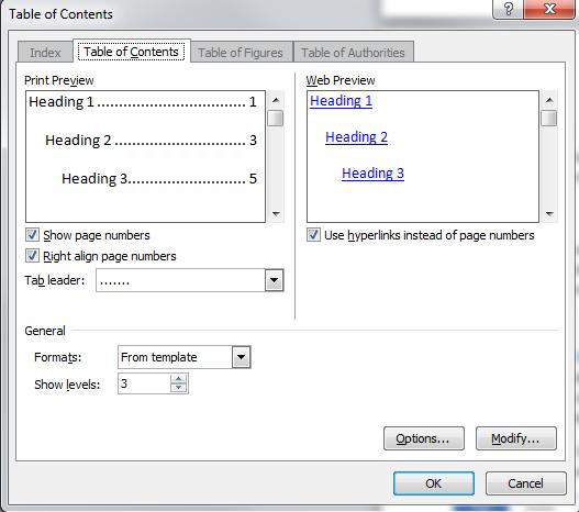 By using the Table of Contents feature under the References tab, Microsoft Word will generate a table using the headings you have designated.