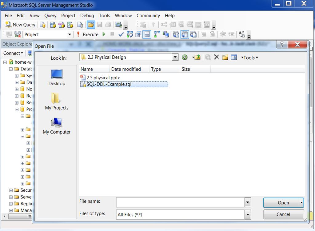 Use Script Files You can open an existing script file (.sql).