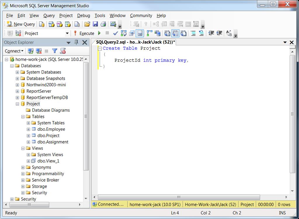 Type SQL in the Query Window 1.