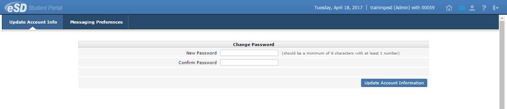 Students can update their own Portal passwords while logged in to the Student Portal.