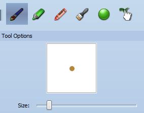 Page 9 of 25 You will see the brush options. Click and drag the Size slider to change the size of the brush.