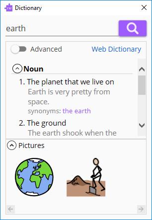 3. Select the text in the first definition - The planet that we live on and then click on the to hear it read aloud.