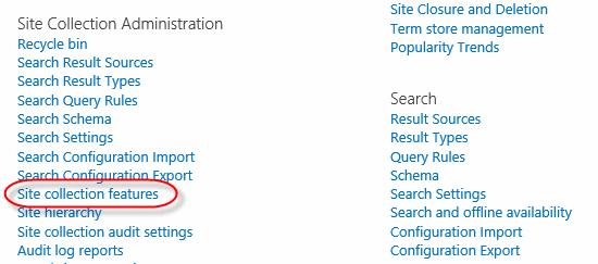 2. Activate the Workflows feature for the site collection to enable the out-of-the-box SharePoint workflows to be used. A. Click the Settings icon and select the Site Settings link from the drop-down of choices.