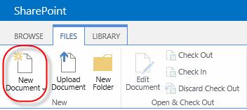 cument link on the FILES tab to open a new document in Microsoft Word. D.