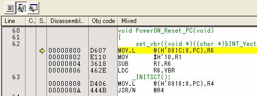 So MCU gets the Power-On reset address and a initial data for the stack pointer from the vector table, and stops on the beginning of PowerON_Reset_PC function(chart30).
