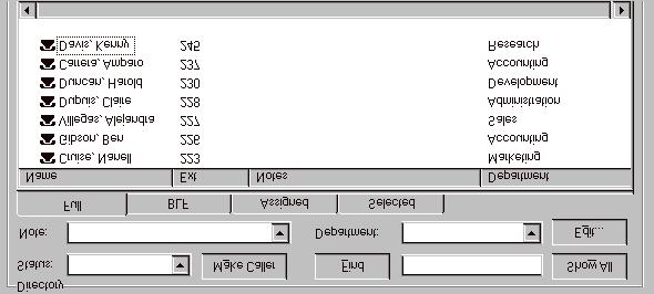 Using the Attendant window 41 Name list box contains the employee s name or the extension number if a name is not entered. Voice Mail box displays the voice message mailbox extension of the employee.