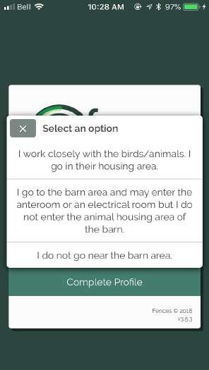 You have a choice of three answers as follows: 1. I work closely with the birds/animals. I go in the housing area. 2.