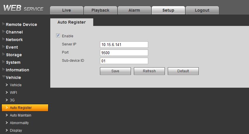 Figure 5-11 Enable: Check the box here to enable the auto register function.