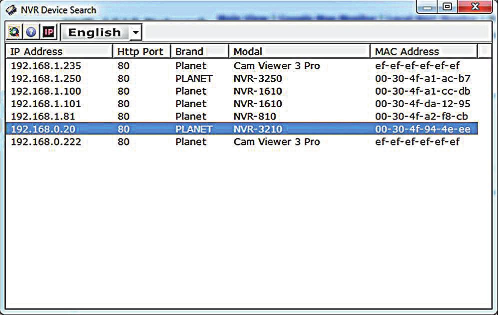 2.5 Web Management Install Search Device utility from the CD 1. Please go to Start Programs IVS Search NVR to run the search tool. Then you will see the utility start searching the network. 2.
