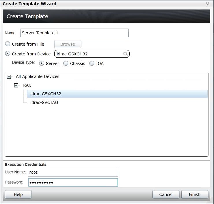 5 Creating template from server To create the server template, the server must be discovered and should at least have one FC or FCoE CNA card 5.1 Creating template from a reference server 1.