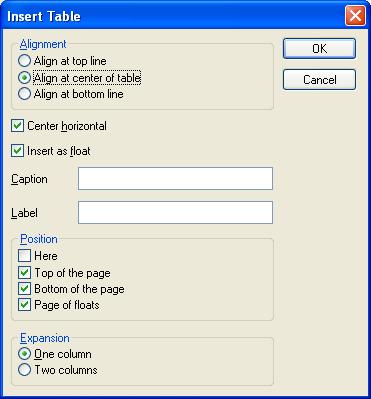 3.2. MENU BAR insert section ctrl-alt-s insert footnote ctrl-alt-f insert tabular ctrl-alt-t insert graphics (picture) ctrl-alt-g Each of these inserts, calls a gui, where you can select the specific