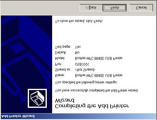 S Make sure X:\ENG\W2K\Addprt is displayed in the window and click OK (X:\ is the drive letter of your CD-ROM). W Select Yes and Next to print a test page.