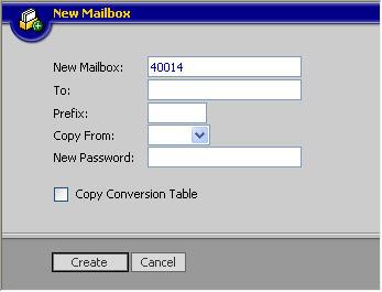 6. A pop-up window appears. Enter the desired number for the new mailbox in the New Mailbox field.