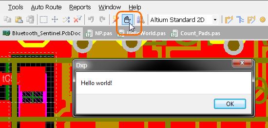 A custom command can be dragged to the required menu location. With the customizing dialog closed, the new menu command can be accessed at any time in the PCB editor.