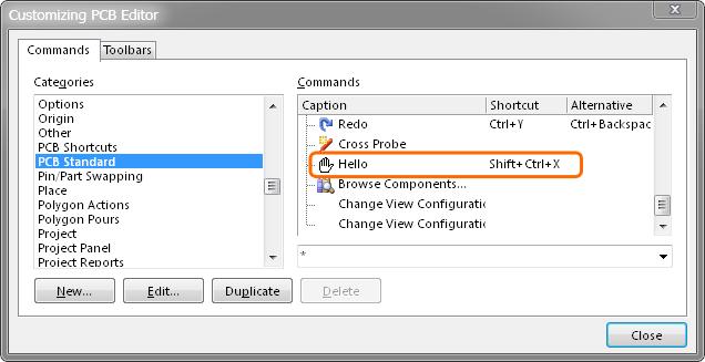 When assigned to a menu, the custom script command will appear under that menu's category in the