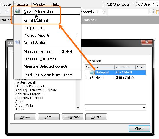 Menus A custom command can be assigned to a menu, at any menu depth, using the same drag and drop process described above.
