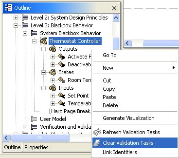 Figure 42 - Clear Validation Tasks Command Alternatively, you can right click on a specification (.