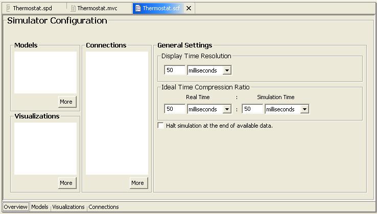 Figure 56 - Simulation Configuration Editor 4. Change the display time resolution, real time, and simulation time to 250 milliseconds.