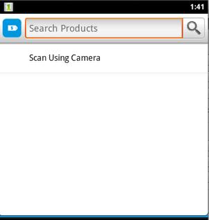 Android In android, when you click on the product search icon (discussed above) the following screen will be displayed. Tap on the Scan Using Camera row to bring up the built in scanner.