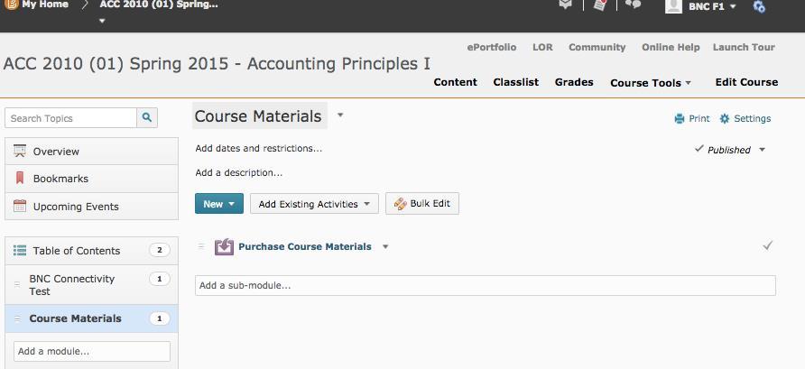 13. Click on the Purchase Course Materials LTI link. 14.