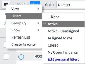 Figure 63: List title filters (List v2) 9. To edit or delete personal filters, complete the appropriate action for your list version.