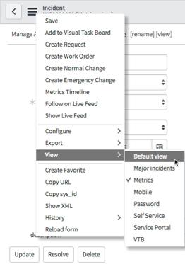 Figure 123: Form view list Switching views submits the form, which saves all changes and triggers any onsubmit client scripts that apply.