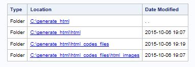 If you only want to select all the folders or select all the jpg files inside the folder C:\generate_html or find a file whose