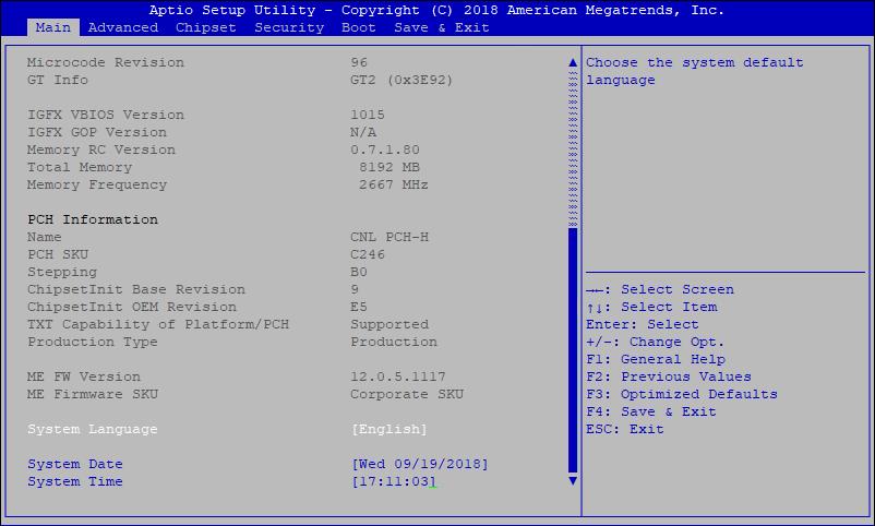 4.2 Main Figure 4-2 : BIOS Main Menu The main menu displays BIOS version and system information.