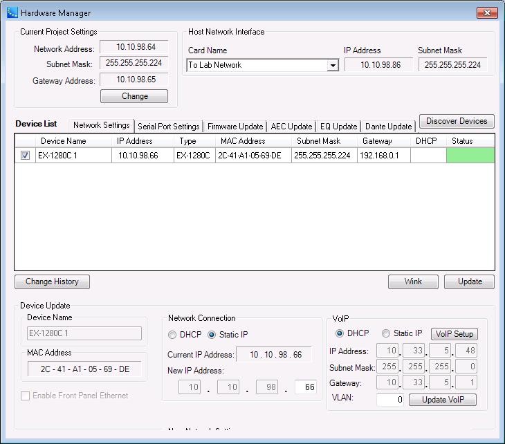 From the menu, navigate to System Hardware Manager. The Hardware Manager window is displayed as below.