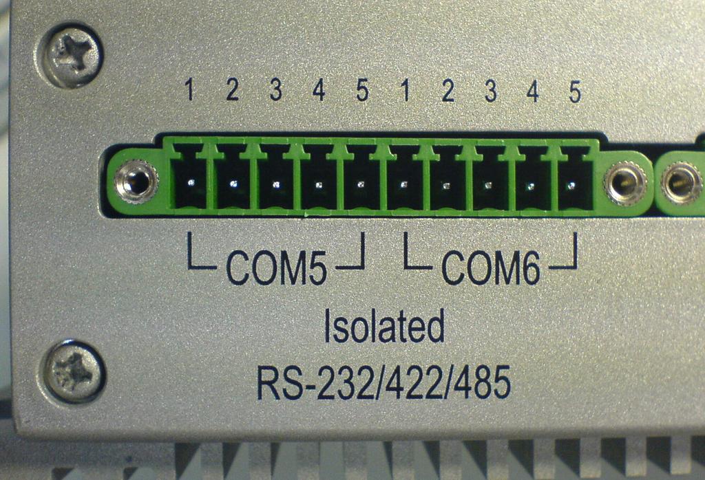 Table A.6: RS-232/422/485 Serial Ports (COM5~6) Pins RS-232 RS-422 RS-485 1 RxD Tx+ Data+ 2 TxD Tx- Data- 3 RTS Rx+ - 4 CTS Rx- - 5 GND GND GND A.