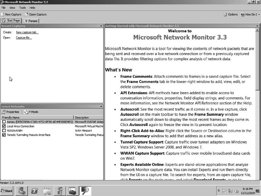 Routig ad Remote Access 95 FIGURE 3.15 Network Moitor Start Page.