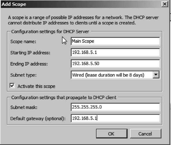 134 CHAPTER 3 Widows Server 2008 R2 etworkig FIGURE 3.51 Select DHCP Server Role. the optio WINS is ot required for applicatios o this etwork selected. The click Next. 8.