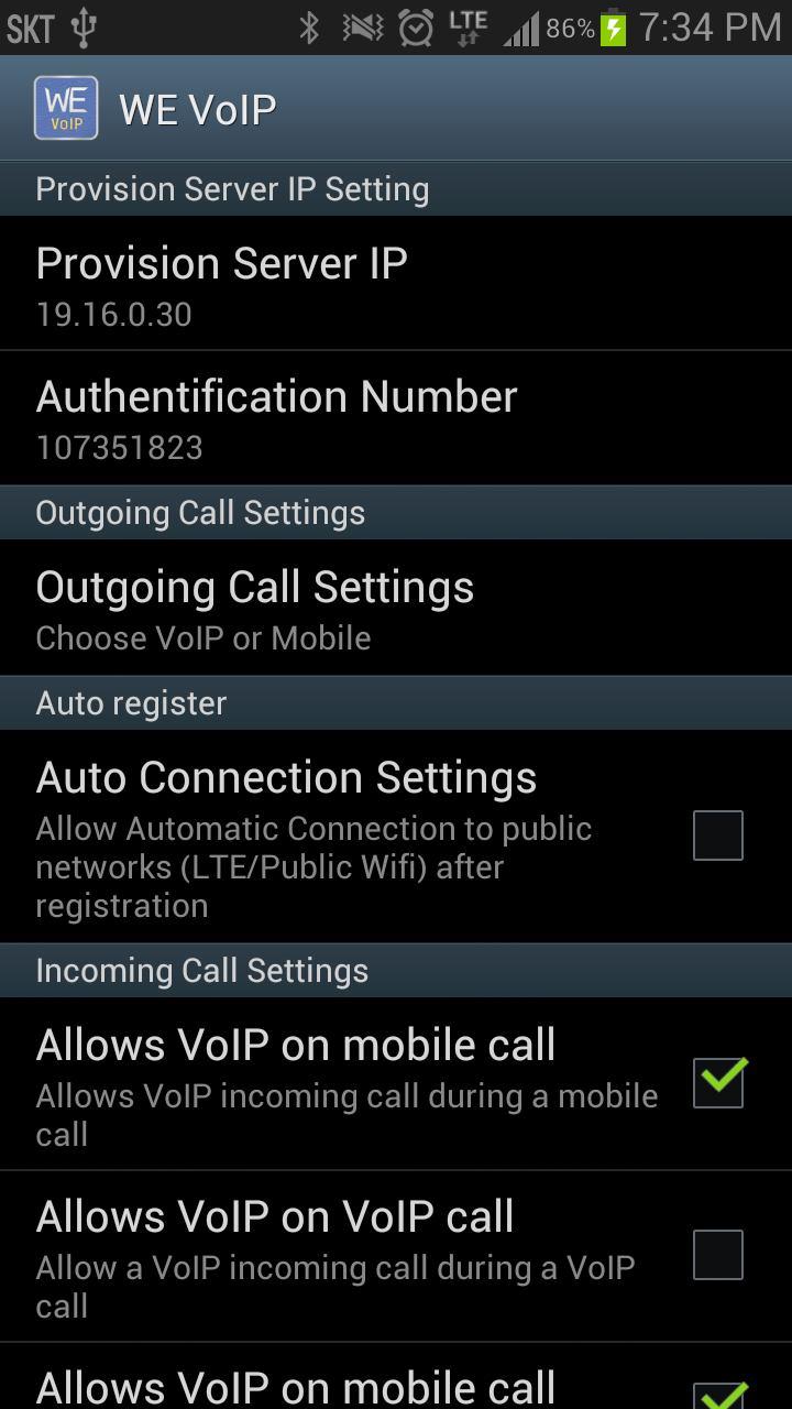 SETTINGS WE VoIP provides settings menus for normal user and administrator.