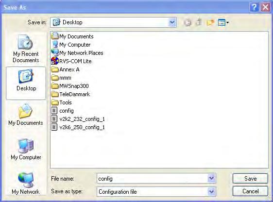 4. Click Save button, the configuration will download automatically to your computer as a file named config.cfg. The above example is using Windows platform for demonstrating examples.