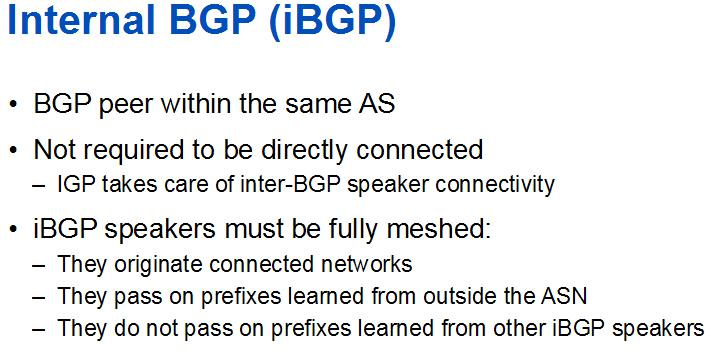 ebgp When BGP neighbor relationship are formed between two peers belongs to different AS are called ebgp EBGP neighbors by default need to be directly connected.