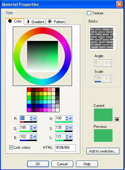) On the upper right hand side of the screen you will be able to set background and foreground colors and properties. Click on the screen thumbnail and a palette dialog will appear.